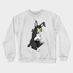 Bobtail BunnyCat: Tuxedo Bicolor (Black) Crewneck Sweatshirt